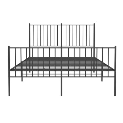 vidaXL Metal Bed Frame without Mattress with Footboard Black 140x190cm