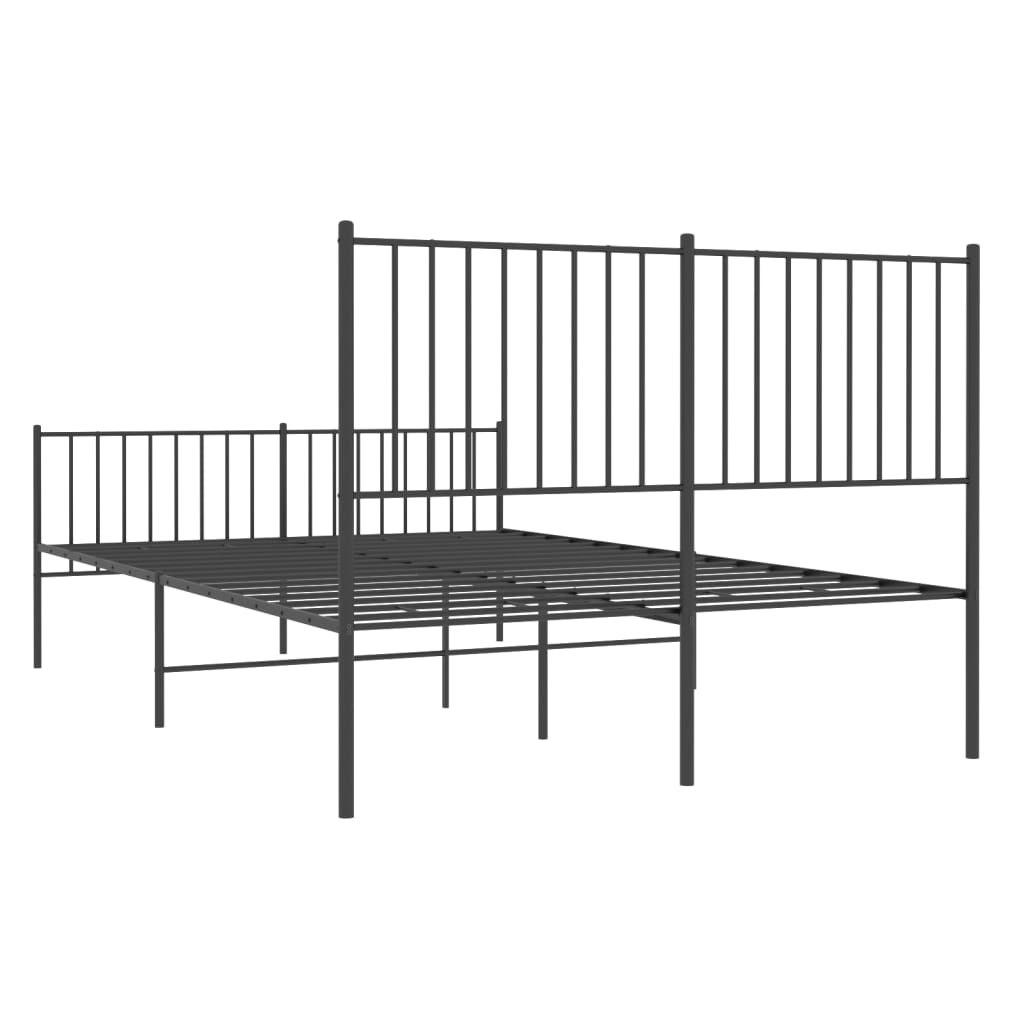 vidaXL Metal Bed Frame without Mattress with Footboard Black 140x190cm