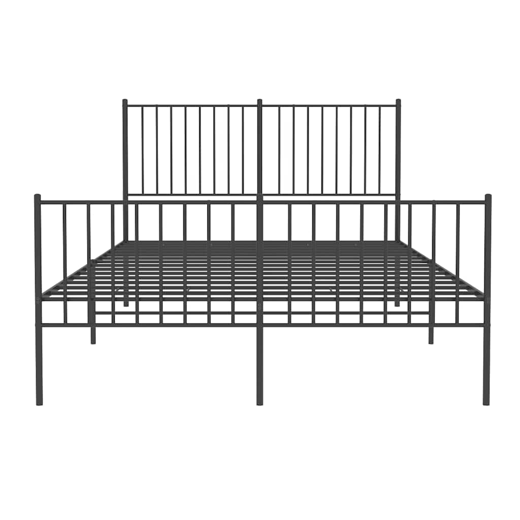 vidaXL Metal Bed Frame without Mattress with Footboard Black 140x200cm