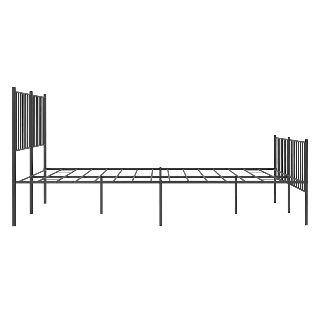 vidaXL Metal Bed Frame without Mattress with Footboard Black 140x200cm
