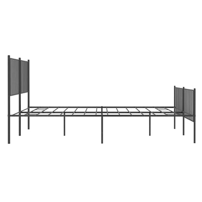 vidaXL Metal Bed Frame without Mattress with Footboard Black 140x200cm