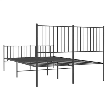 vidaXL Metal Bed Frame without Mattress with Footboard Black 140x200cm