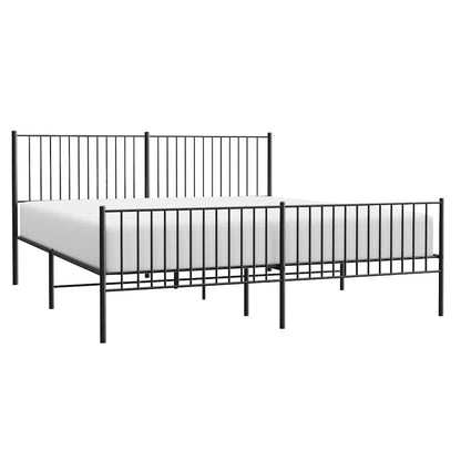 vidaXL Metal Bed Frame without Mattress with Footboard Black 193x203cm