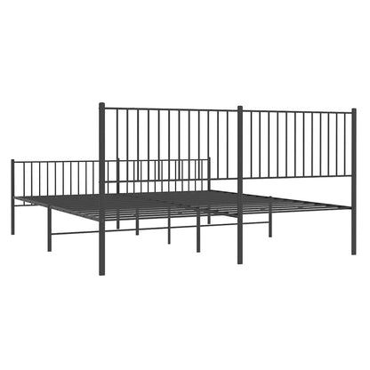 vidaXL Metal Bed Frame without Mattress with Footboard Black 193x203cm