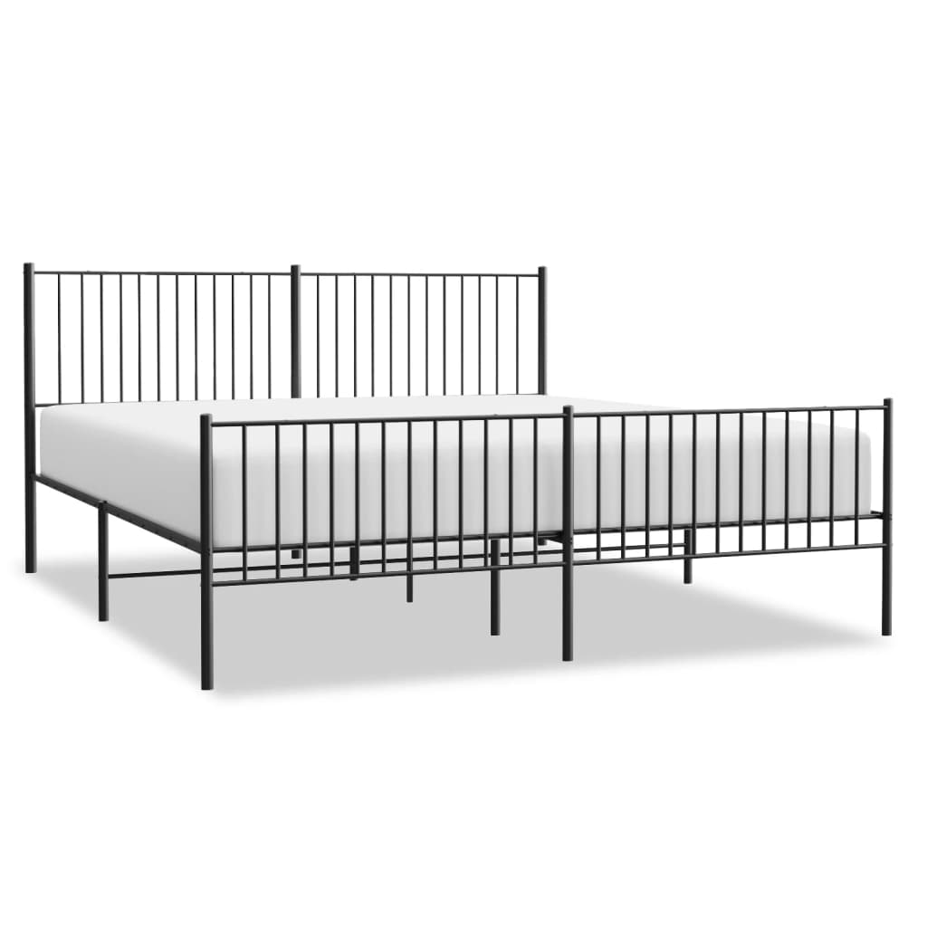 vidaXL Metal Bed Frame without Mattress with Footboard Black 200x200cm