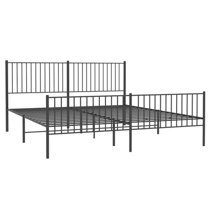 vidaXL Metal Bed Frame without Mattress with Footboard Black 200x200cm