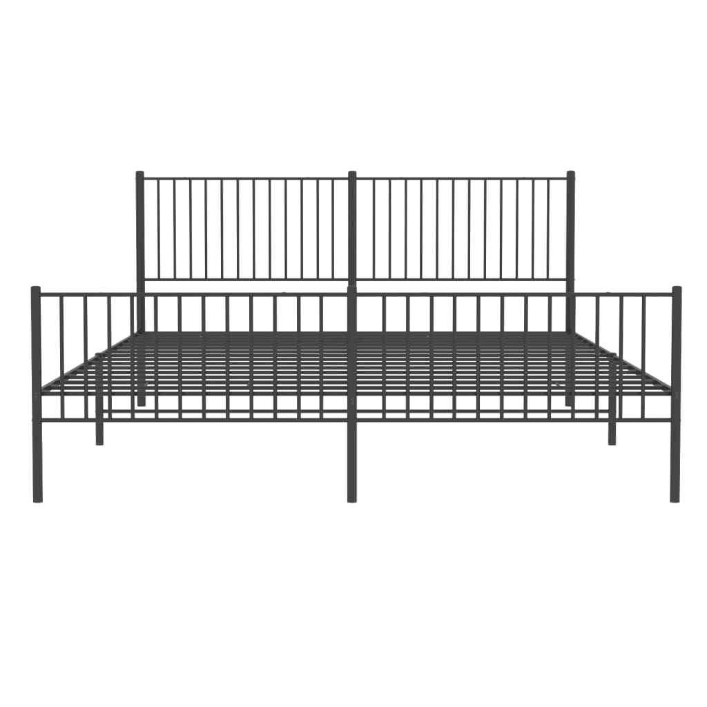 vidaXL Metal Bed Frame without Mattress with Footboard Black 200x200cm