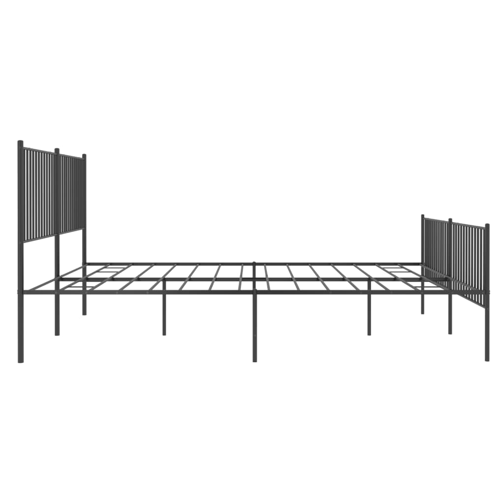 vidaXL Metal Bed Frame without Mattress with Footboard Black 200x200cm