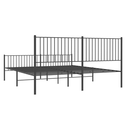 vidaXL Metal Bed Frame without Mattress with Footboard Black 200x200cm