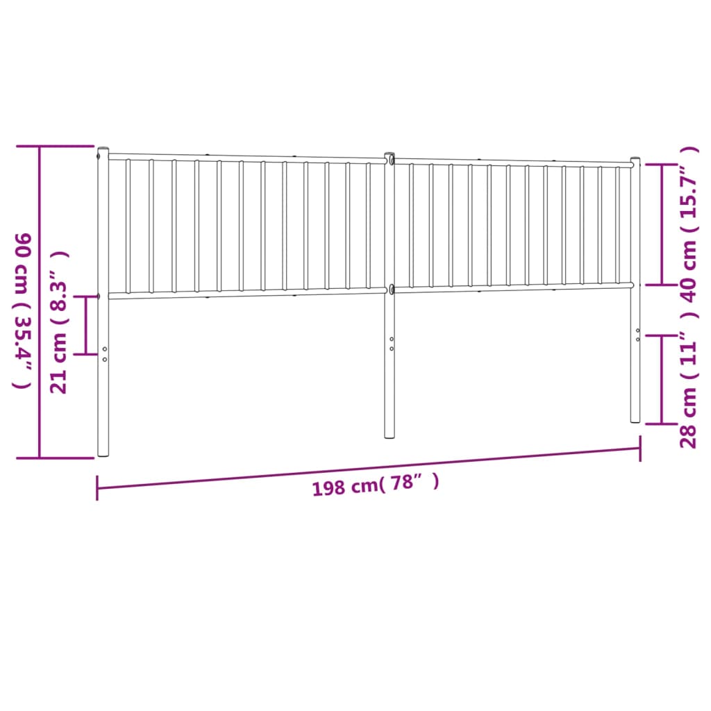 vidaXL Metal Replace Headboard Black 193 cm