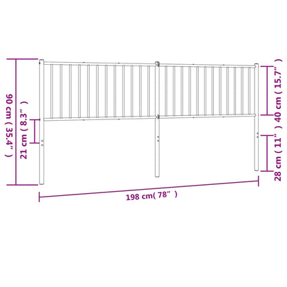 vidaXL Metal Replace Headboard Black 193 cm