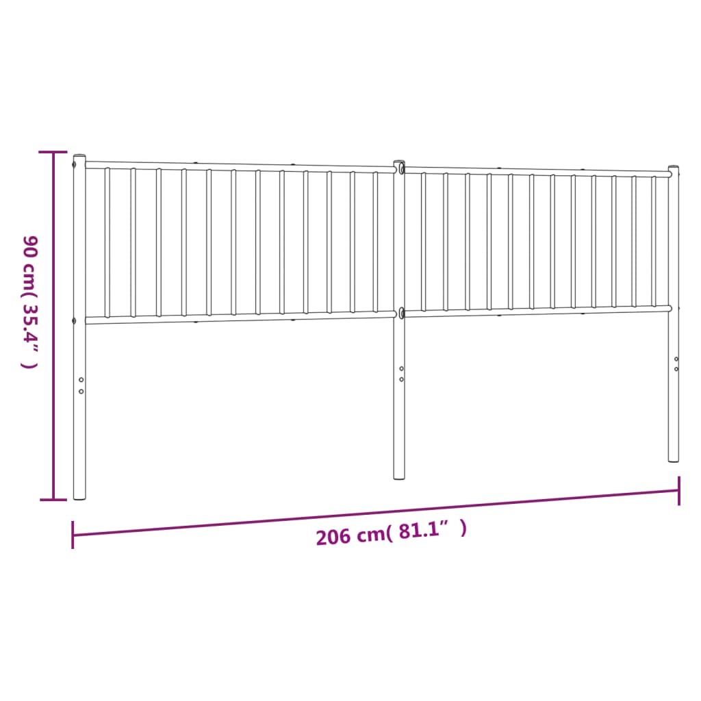 vidaXL Metal Replace Headboard Black 200 cm