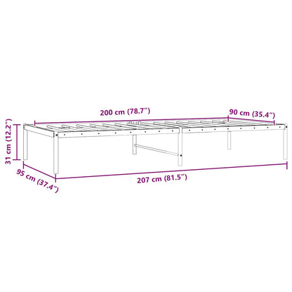 vidaXL Metal Bed Frame without Mattress White 90x200cm