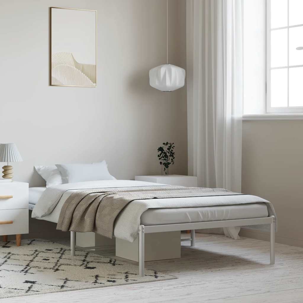 vidaXL Metal Bed Frame without Mattress White 100x190cm
