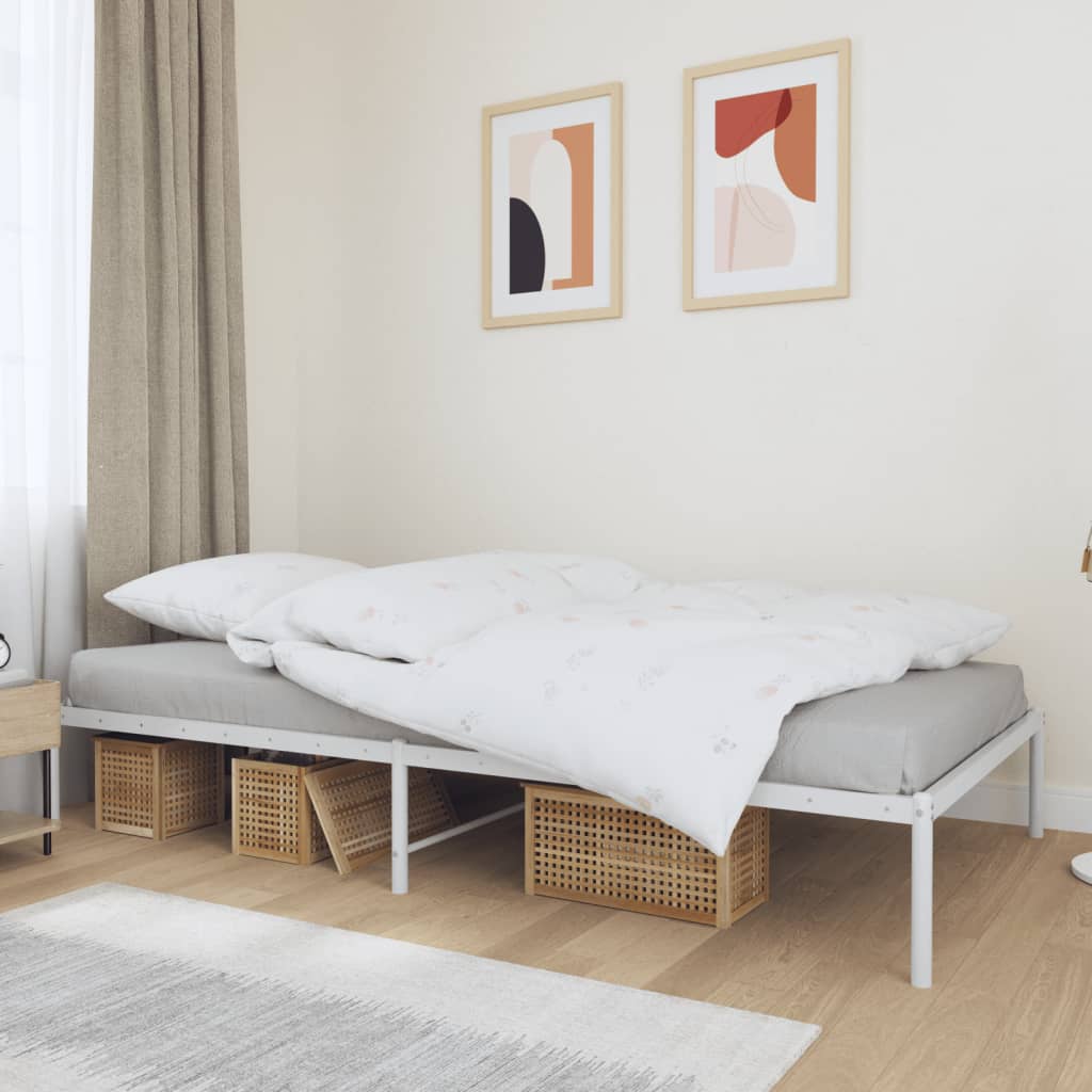 vidaXL Metal Bed Frame without Mattress White 100x200cm