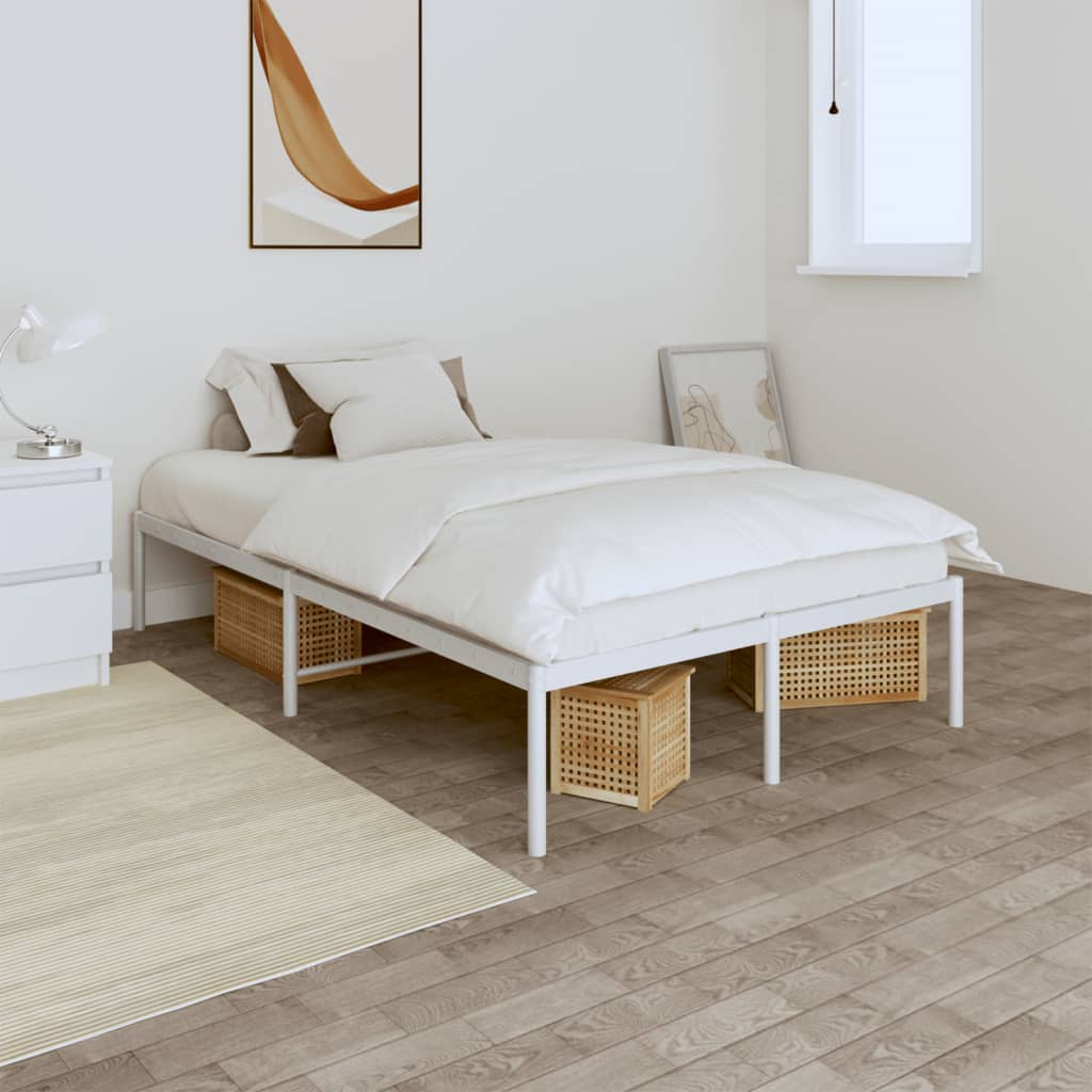 vidaXL Metal Bed Frame without Mattress White 120x190cm