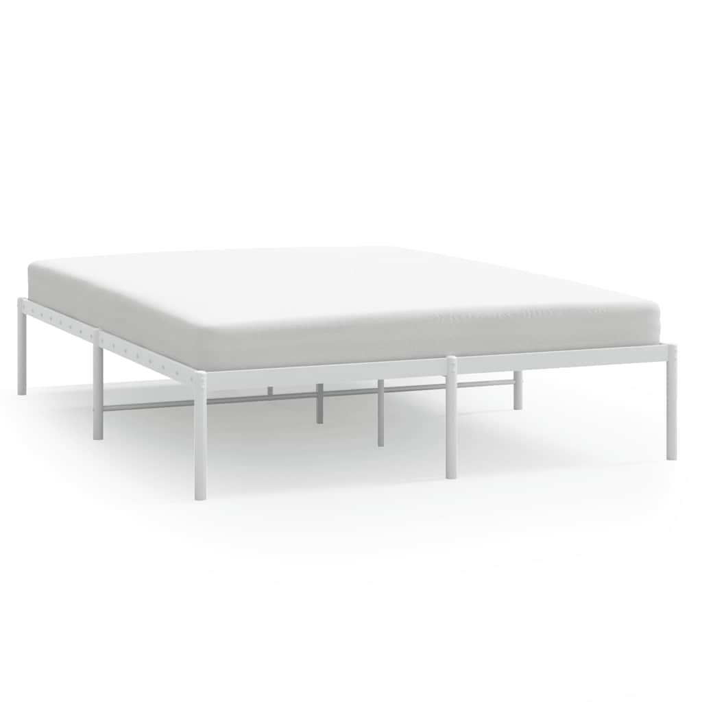 vidaXL Metal Bed Frame without Mattress White 140x190cm