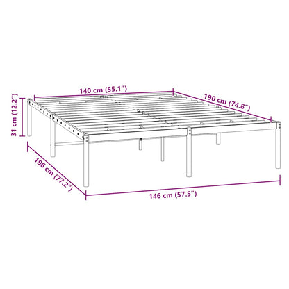 vidaXL Metal Bed Frame without Mattress White 140x190cm