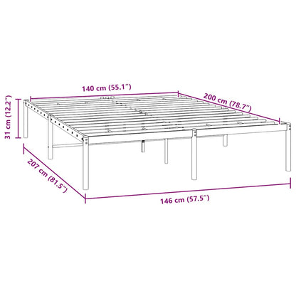 vidaXL Metal Bed Frame without Mattress White 140x200cm