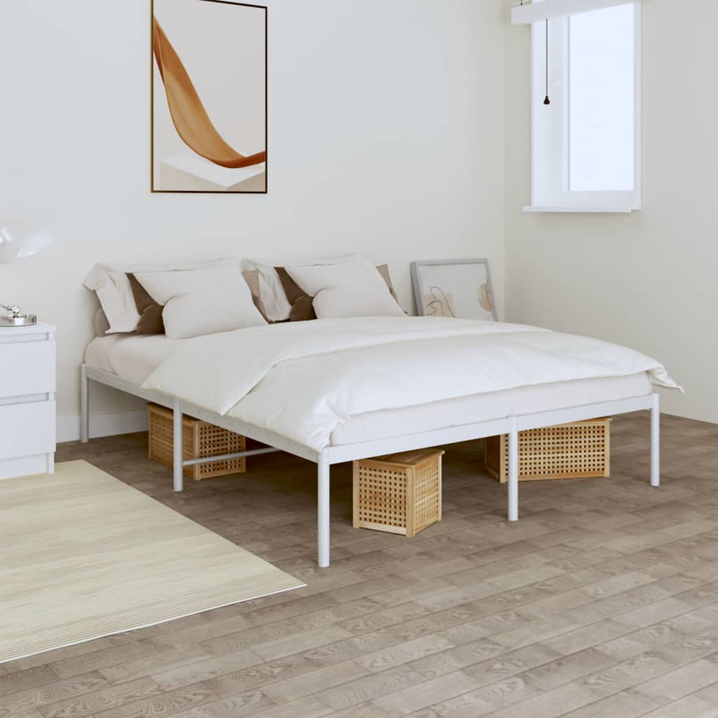 vidaXL Metal Bed Frame without Mattress White 160x200cm