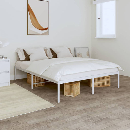vidaXL Metal Bed Frame without Mattress White 160x200cm