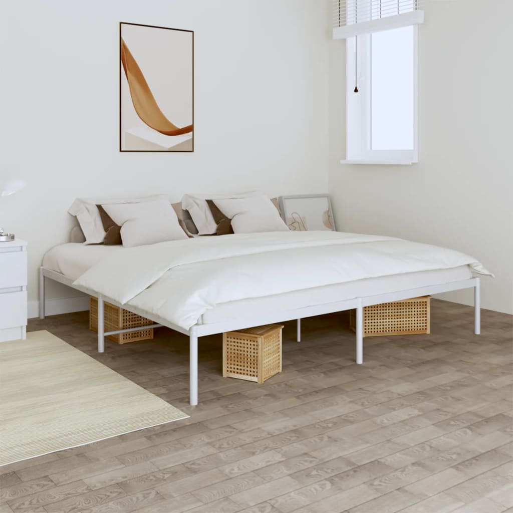 vidaXL Metal Bed Frame without Mattress White 180x200cm