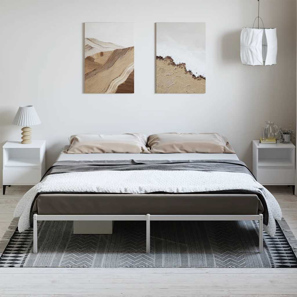 vidaXL Metal Bed Frame without Mattress White 183x213cm
