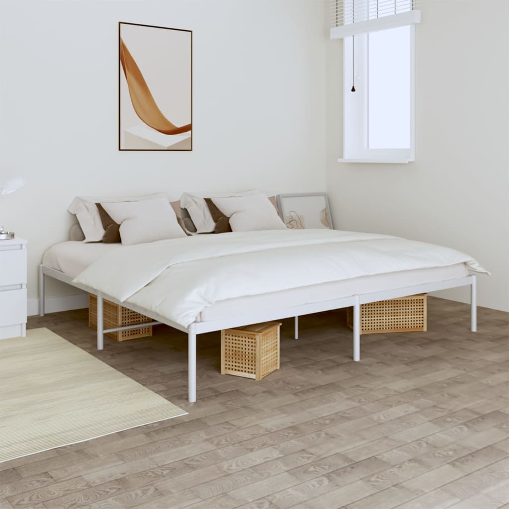 vidaXL Metal Bed Frame without Mattress White 193x203cm