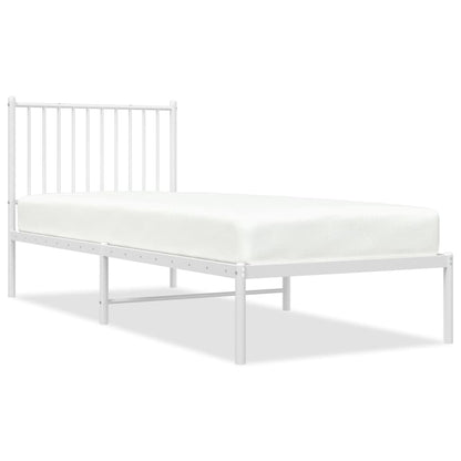 vidaXL Metal Bed Frame without Mattress with Headboard White 80x200cm