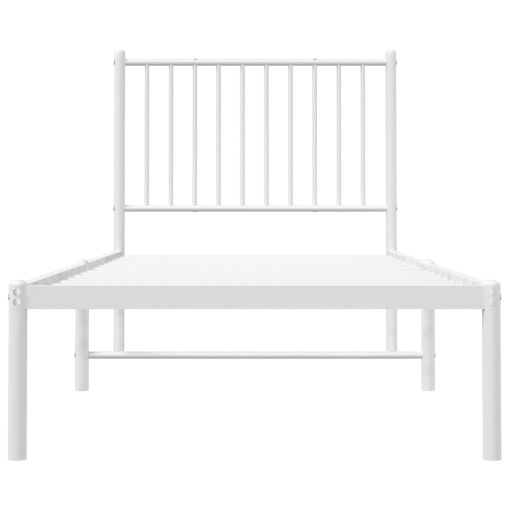 vidaXL Metal Bed Frame without Mattress with Headboard White 80x200cm