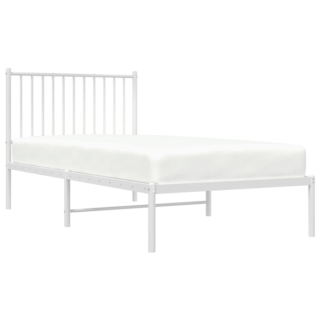 vidaXL Metal Bed Frame without Mattress with Headboard White 90x190cm