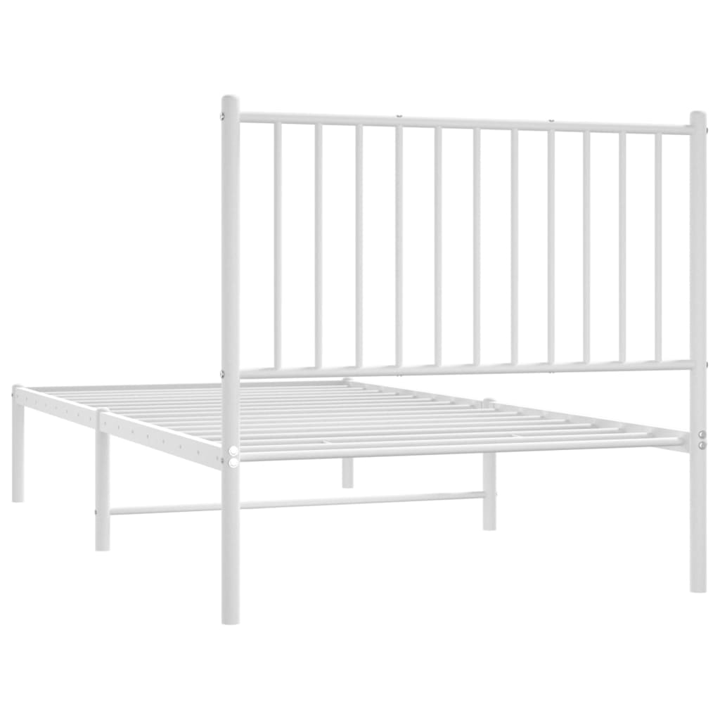 vidaXL Metal Bed Frame without Mattress with Headboard White 90x190cm