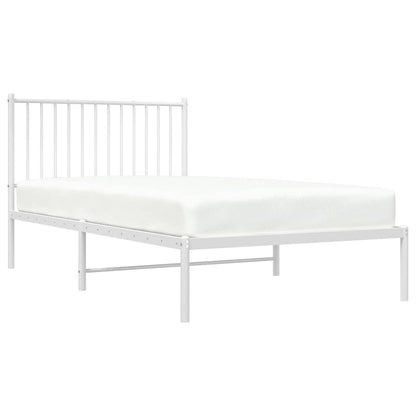vidaXL Metal Bed Frame without Mattress with Headboard White 100x190cm