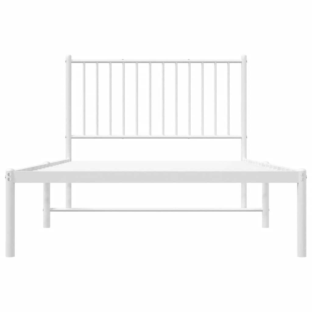 vidaXL Metal Bed Frame without Mattress with Headboard White 100x190cm