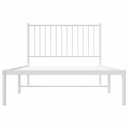 vidaXL Metal Bed Frame without Mattress with Headboard White 100x190cm