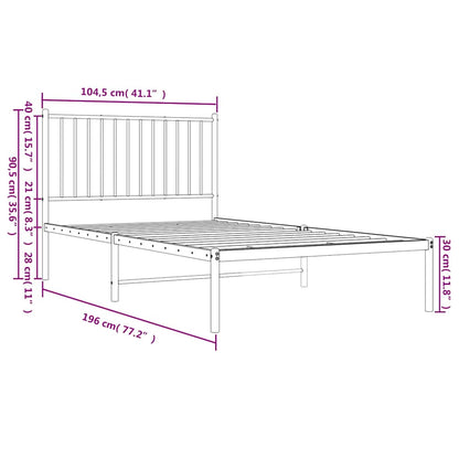 vidaXL Metal Bed Frame without Mattress with Headboard White 100x190cm