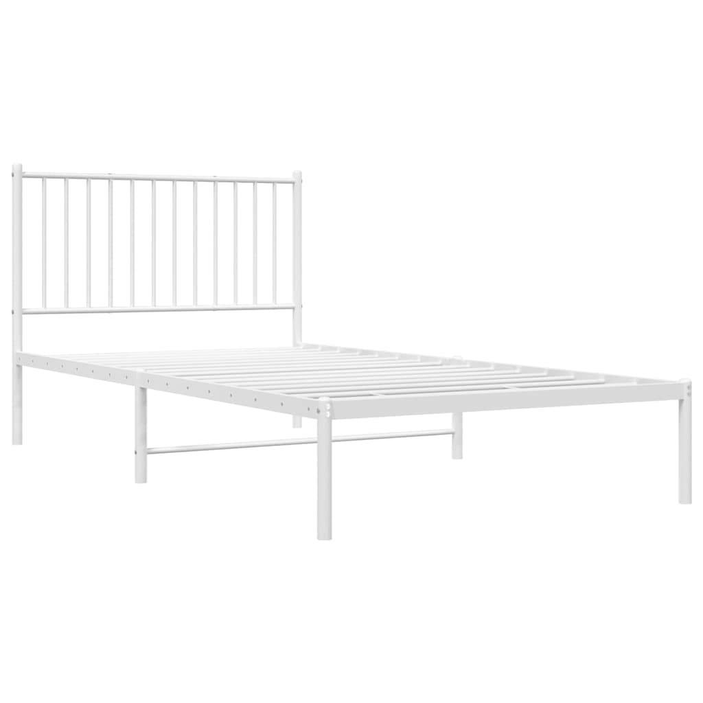 vidaXL Metal Bed Frame without Mattress with Headboard White 100x200cm