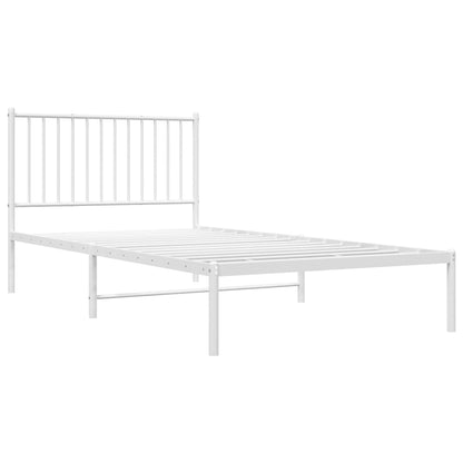vidaXL Metal Bed Frame without Mattress with Headboard White 100x200cm