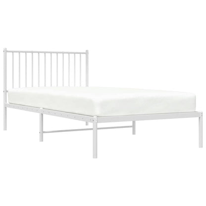 vidaXL Metal Bed Frame without Mattress with Headboard White 100x200cm