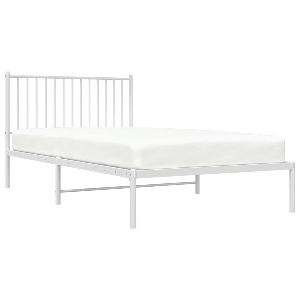 vidaXL Metal Bed Frame without Mattress with Headboard White 107x203cm