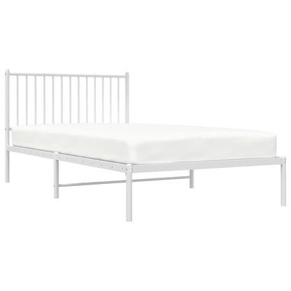 vidaXL Metal Bed Frame without Mattress with Headboard White 107x203cm