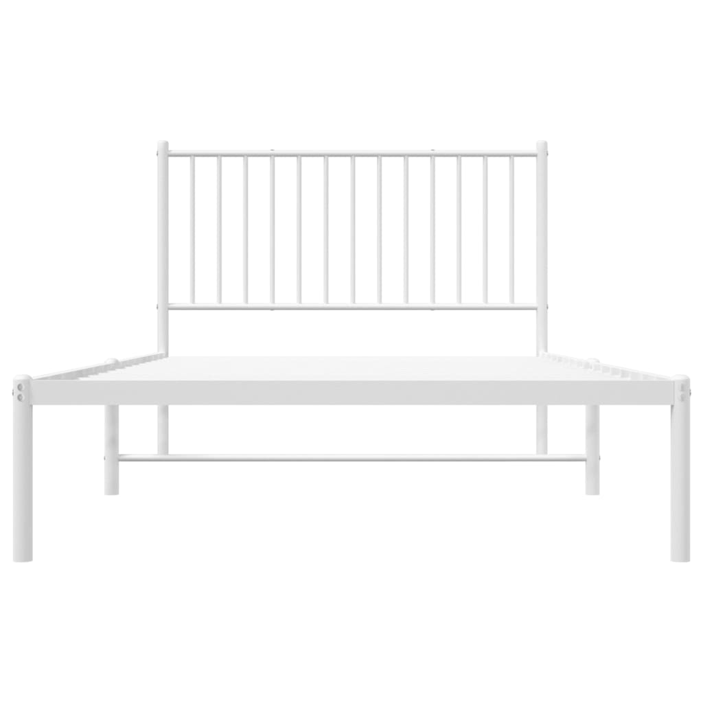 vidaXL Metal Bed Frame without Mattress with Headboard White 107x203cm