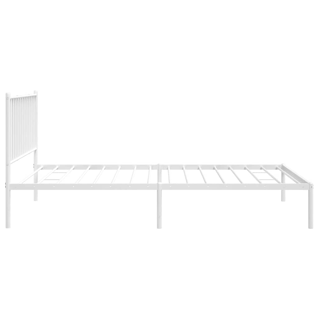 vidaXL Metal Bed Frame without Mattress with Headboard White 107x203cm