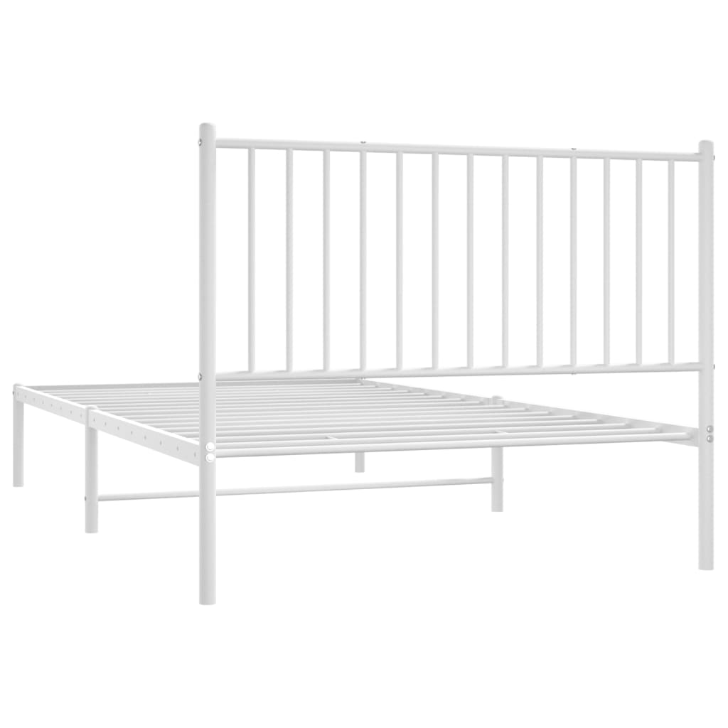 vidaXL Metal Bed Frame without Mattress with Headboard White 107x203cm