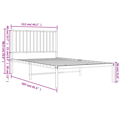 vidaXL Metal Bed Frame without Mattress with Headboard White 107x203cm