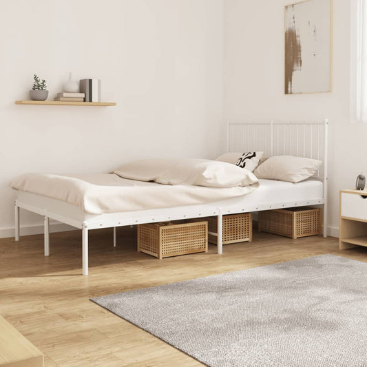 vidaXL Metal Bed Frame without Mattress with Headboard White 120x190cm