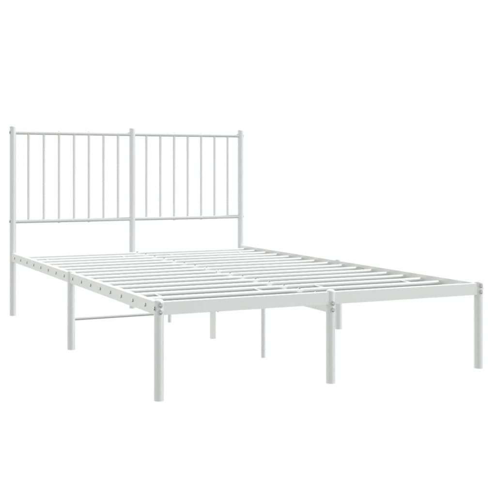 vidaXL Metal Bed Frame without Mattress with Headboard White 120x200cm