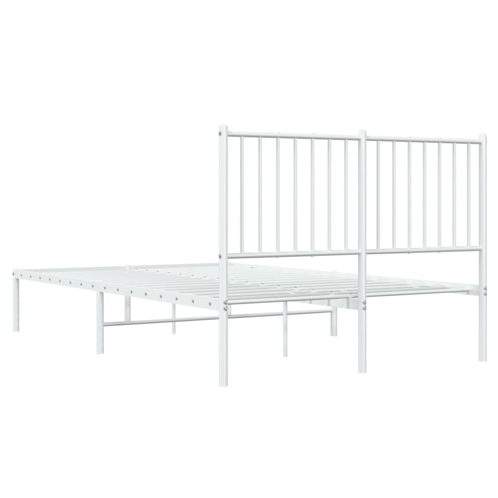 vidaXL Metal Bed Frame without Mattress with Headboard White 120x200cm