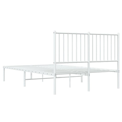 vidaXL Metal Bed Frame without Mattress with Headboard White 120x200cm