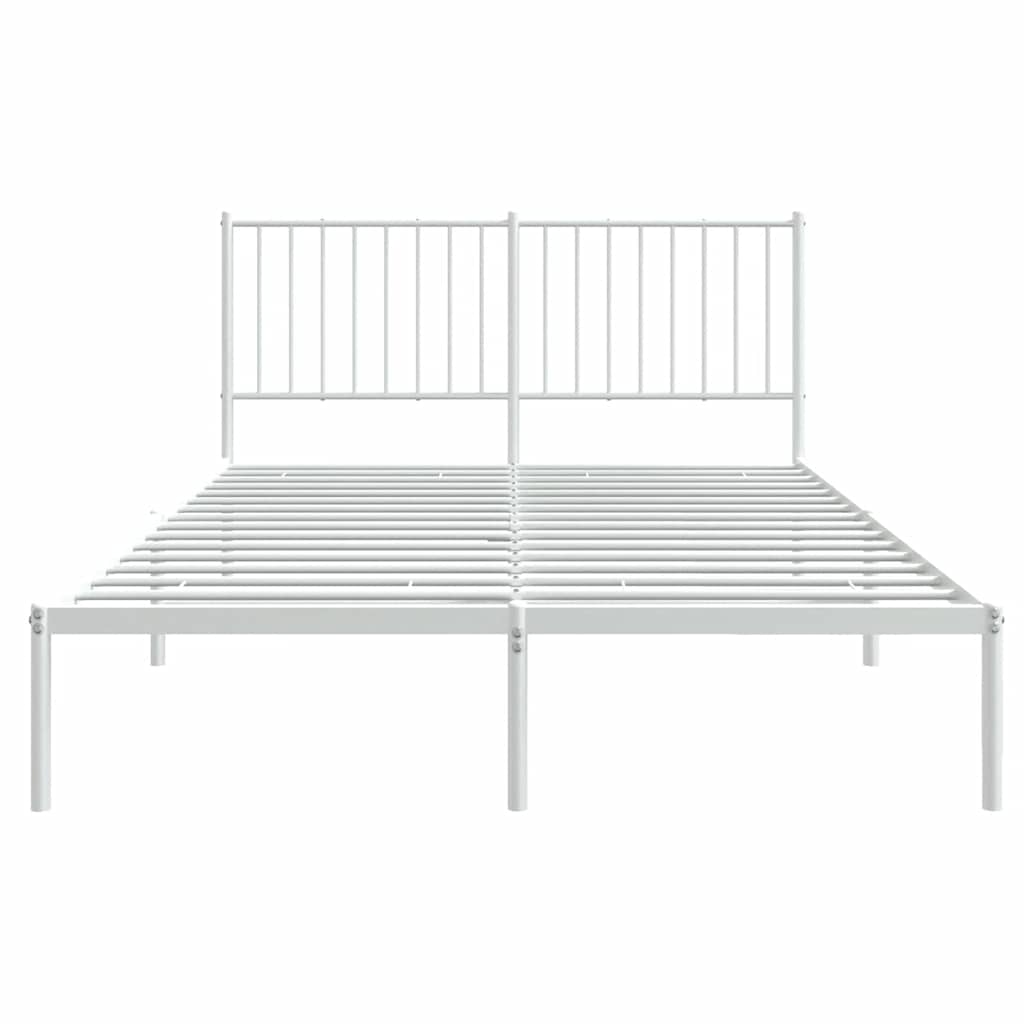 vidaXL Metal Bed Frame without Mattress with Headboard White 135x190cm